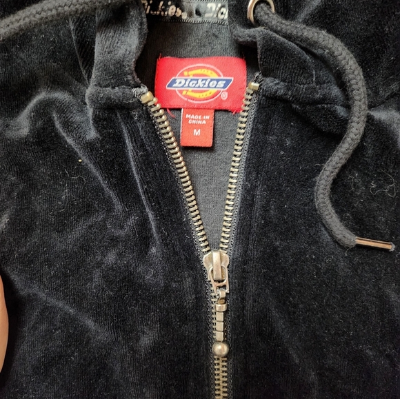 Dickies Velour Cropped Zip Jacket Hoodie Sz Med - Picture 3 of 10